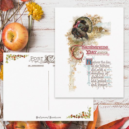 ヴィンテージトルコと感謝祭の詩 シーズンポストカード