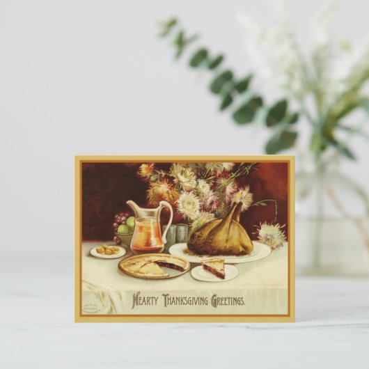 ヴィンテージトルコのディナー感謝祭の挨拶 シーズンポストカード (スタンド正面)