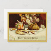 ヴィンテージトルコのディナー感謝祭の挨拶 シーズンポストカード (正面/裏面)