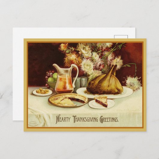 ヴィンテージトルコのディナー感謝祭の挨拶 シーズンポストカード (正面/裏面)