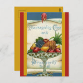 ヴィンテージトルコの繁栄グリーティングサンクスギビング ポストカード (正面/裏面)