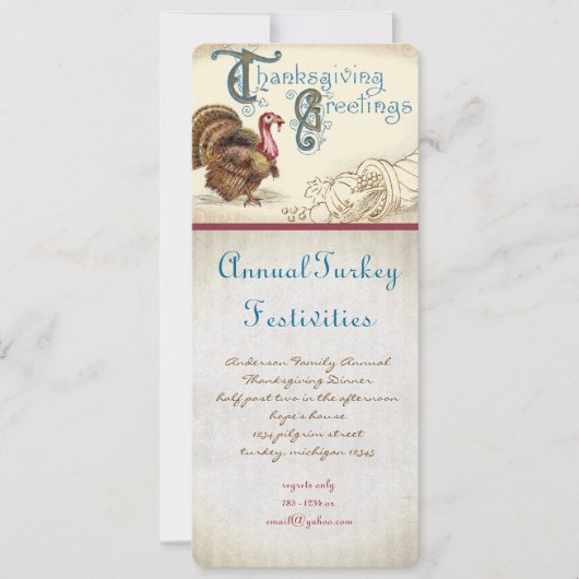 ヴィンテージトルコサンクスギビングディナー招待状 招待状 (正面)