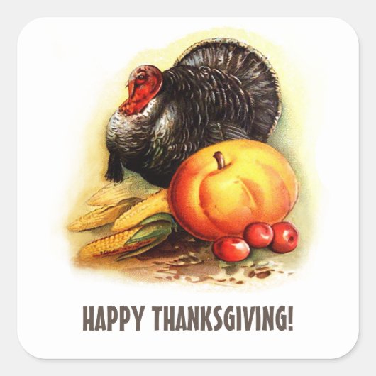 ヴィンテージトルコ&パンプキンサンクスギビング スクエアシール (正面)