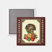 ヴィンテージトルコ&パンプキンサンクスギフト マグネット (正面/裏面)