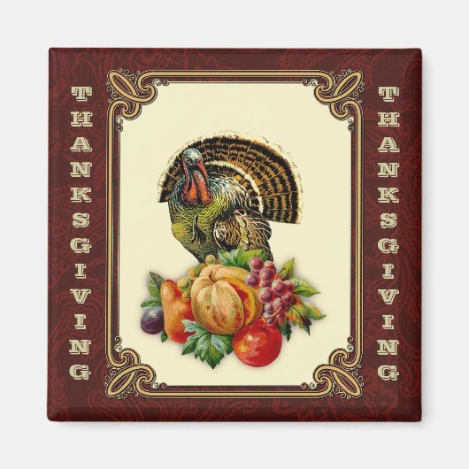 ヴィンテージトルコ&パンプキンサンクスギフト マグネット (正面)