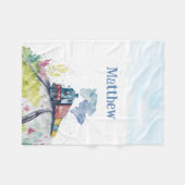ヴィンテージトレインウォーターカラーボーイネームフリースブランケット フリースブランケット (正面(横))