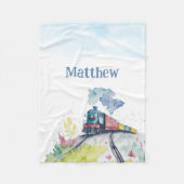 ヴィンテージトレインウォーターカラーボーイネームフリースブランケット フリースブランケット (正面)