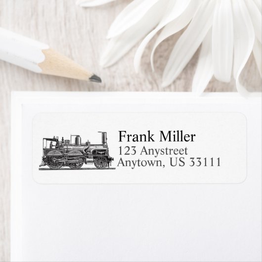 ヴィンテージトレインエンジン差出人住所ラベル ラベル (インサイチュ)