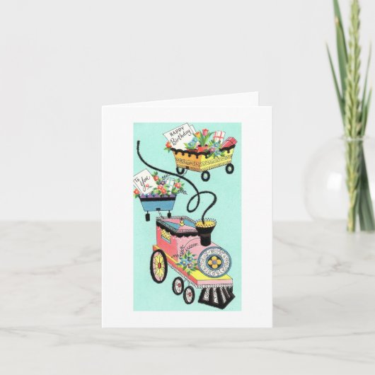 ヴィンテージトレインオブウィッシュ誕生日 カード (正面)