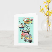 ヴィンテージトレインオブウィッシュ誕生日 カード (黄色い花)