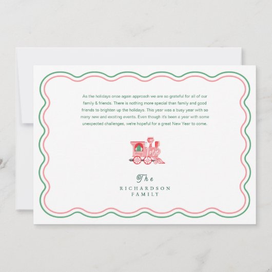 ヴィンテージトレインクリスマスツリー配信モノグラム シーズンカード (裏面)