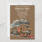 ヴィンテージトレインクリスマスホリデーパーティー 招待状 (正面)