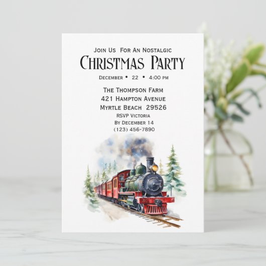 ヴィンテージトレインクリスマスホリデーパーティー 招待状 (スタンド正面)