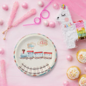 ヴィンテージトレインチュガチョオレッドブルーボーイ誕生日 ペーパープレート (パーティー)