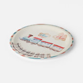 ヴィンテージトレインチュガチョオレッドブルーボーイ誕生日 ペーパープレート (アングル)