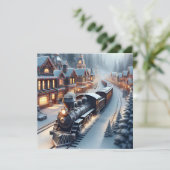 ヴィンテージトレインパーソナライズされたクリスマス カード (スタンド正面)