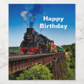 ヴィンテージトレインブリッジフォト誕生日 ワインラベル (シングルラベル)