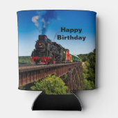 ヴィンテージトレインブリッジフォト誕生日 缶クーラー (裏面)
