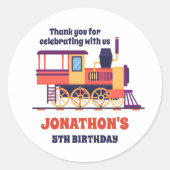 ヴィンテージトレイン子供の誕生日パーティーの好意 ラウンドシール (正面)