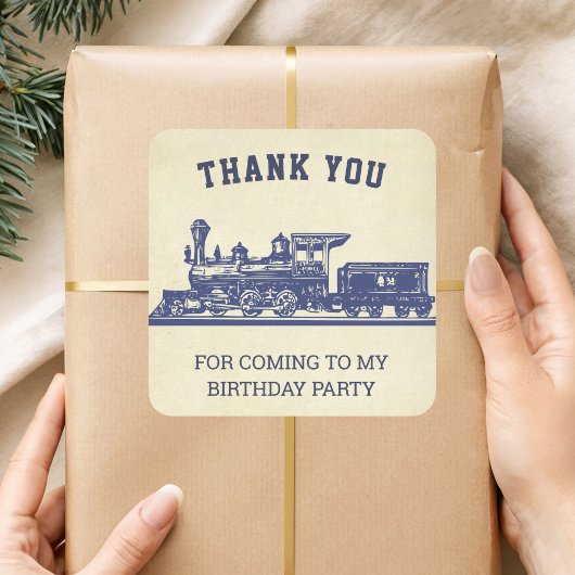 ヴィンテージトレイン子供の誕生日パーティー好意ステッカー スクエアシール