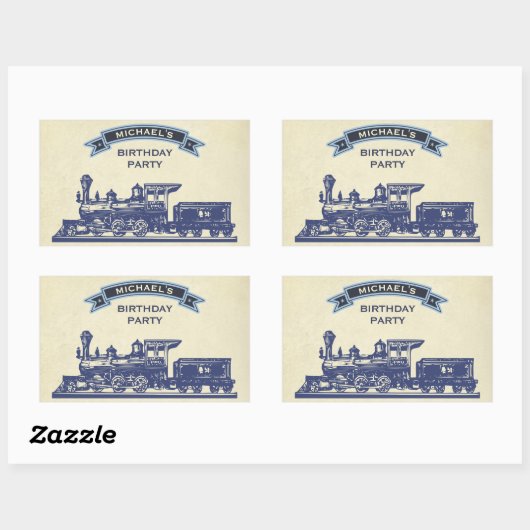 ヴィンテージトレイン子供の誕生日パーティー好意ステッカー 長方形シール (シート)