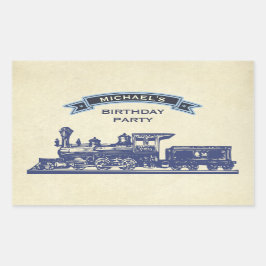 ヴィンテージトレイン子供の誕生日パーティー好意ステッカー 長方形シール