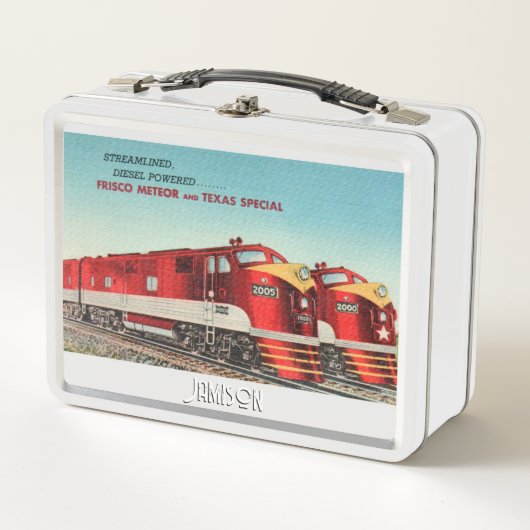 ヴィンテージトレイン広告ズ メタルランチボックス (正面)