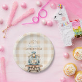 ヴィンテージトレイン1歳の誕生日 ペーパープレート (パーティー)