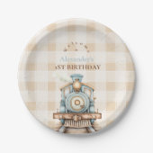 ヴィンテージトレイン1歳の誕生日 ペーパープレート (正面)