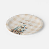 ヴィンテージトレイン1歳の誕生日 ペーパープレート (アングル)