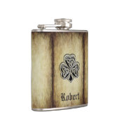 ヴィンテージトレンディーグランジアイリッシュシャムロックモノグラム フラスク (右)