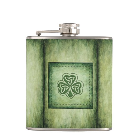 ヴィンテージトレンディーグランジアイリッシュシャームロック フラスク (正面)
