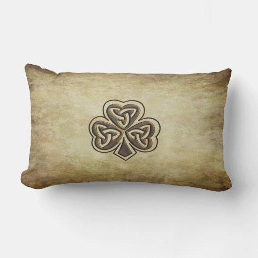 ヴィンテージトレンディーグランジアイリッシュシャームロック ランバークッション (正面)