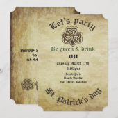 ヴィンテージトレンディーグランジアイリッシュシャームロック 招待状 (正面/裏面)
