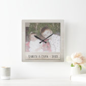 ヴィンテージトレンディーフォトフレーム（1枚の写真） スクエア壁時計 (ホーム)