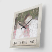 ヴィンテージトレンディーフォトフレーム（1枚の写真） スクエア壁時計 (傾斜)