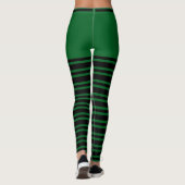 ヴィンテージトレンディーホリデー小妖精や小人グリーンブラックストライプの レギンス (裏面)