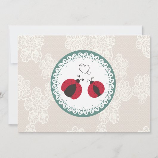 ヴィンテージトレンディー可愛いラディバグを愛の中に結婚レース 招待状 (裏面)