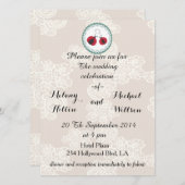 ヴィンテージトレンディー可愛いラディバグを愛の中に結婚レース 招待状 (正面/裏面)