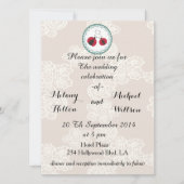 ヴィンテージトレンディー可愛いラディバグを愛の中に結婚レース 招待状 (正面)