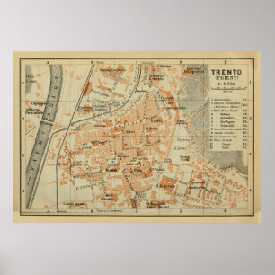 ヴィンテージトレントイタリアの地図(1911) ポスター