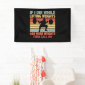 ヴィンテージトレーニングもしジム重量挙げ中に死ぬ 横断幕 (インサイチュ)