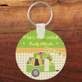 ヴィンテージトレーラーキャンパーパーティー供給緑/オレンジ キーホルダー (正面)