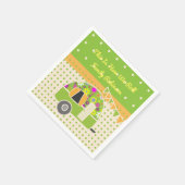 ヴィンテージトレーラーキャンパーパーティー供給緑/オレンジ スタンダードカクテルナプキン (角)