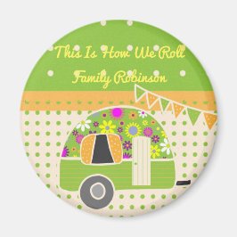 ヴィンテージトレーラーキャンパーパーティー供給緑/オレンジ マグネット