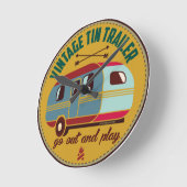 ヴィンテージトレーラー/ヴィンテージキャンパーマグカップ、ギフトなど! ラウンド壁時計 (傾斜)