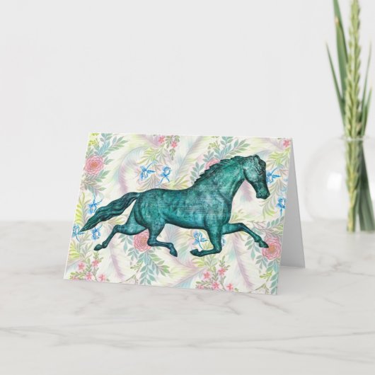 ヴィンテージトロッティング風見板金馬アートカード カード (正面)