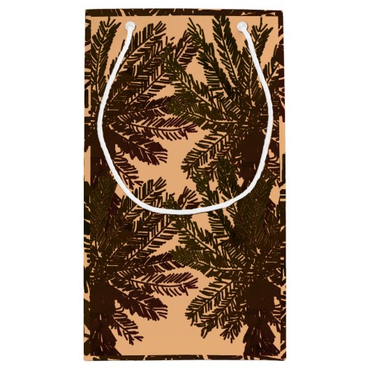 ヴィンテージトロピカルアイランドパーム離れズブラウン&グリーン スモールペーパーバッグ (裏面)