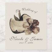 ヴィンテージトロピカルココナッツ&結婚ハイビスカスワイン ワインラベル (シングルラベル)