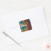 ヴィンテージトロピカルティキアンブレラドリンクルアウ(ハワイ式宴会)パーティー スクエアシール (封筒)